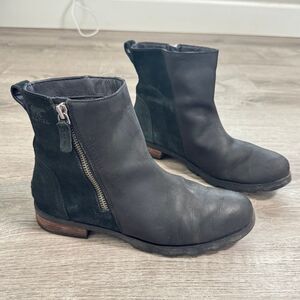 Sorel Genuine Suede Leather Waterproof Chelsea Chunky Sole Ankle Boots Black 10